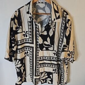 Zara Black and White Patterned Top